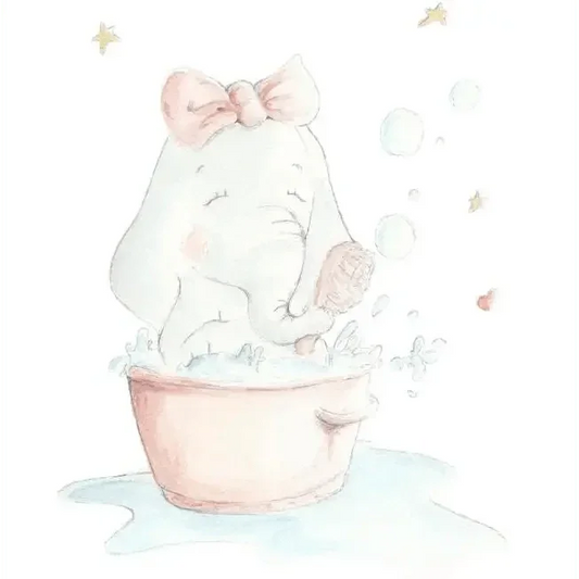 Vinilo Decorativo Infantil ELEFANTA AL BAÑO - SUEÑOS DE CIGUEÑA - Sueños de Cigueña