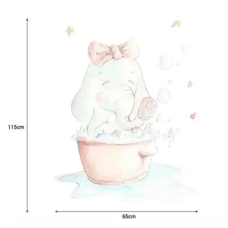 Vinilo Decorativo Infantil ELEFANTA AL BAÑO - SUEÑOS DE CIGUEÑA - Sueños de Cigueña