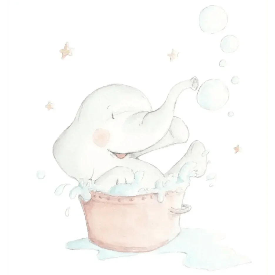 Vinilo Decorativo Infantil ELEFANTE AL BAÑO - SUEÑOS DE CIGUEÑA - Sueños de Cigueña
