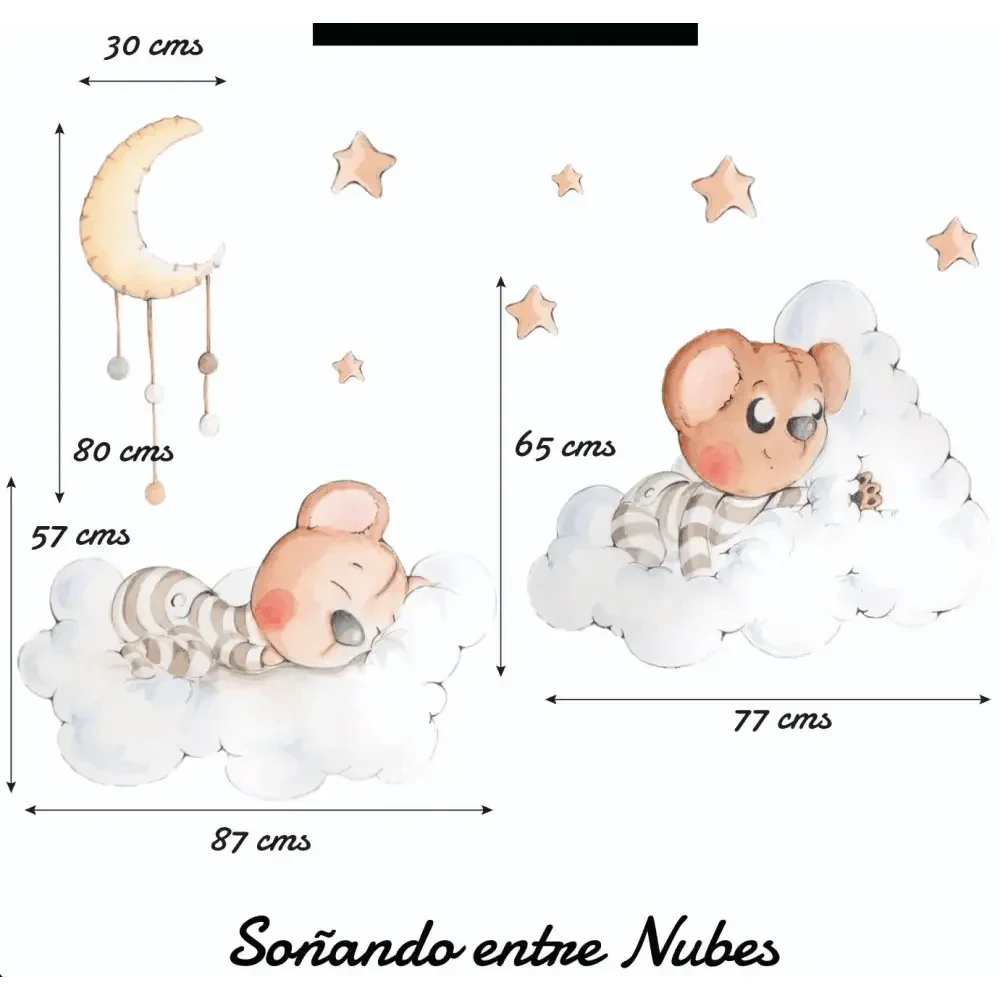 Vinilo Decorativo Infantil Sueños de Cigueña - ENTRE NUBES - Sueños de Cigueña