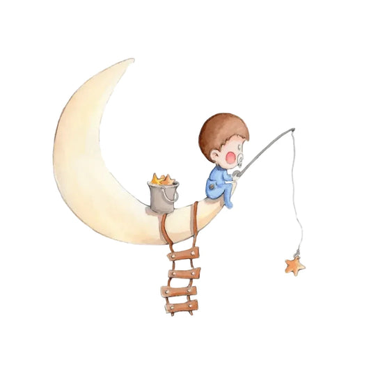 Vinilo Decorativo Infantil PESCANDO EN LA LUNA - Sueños de Cigueña