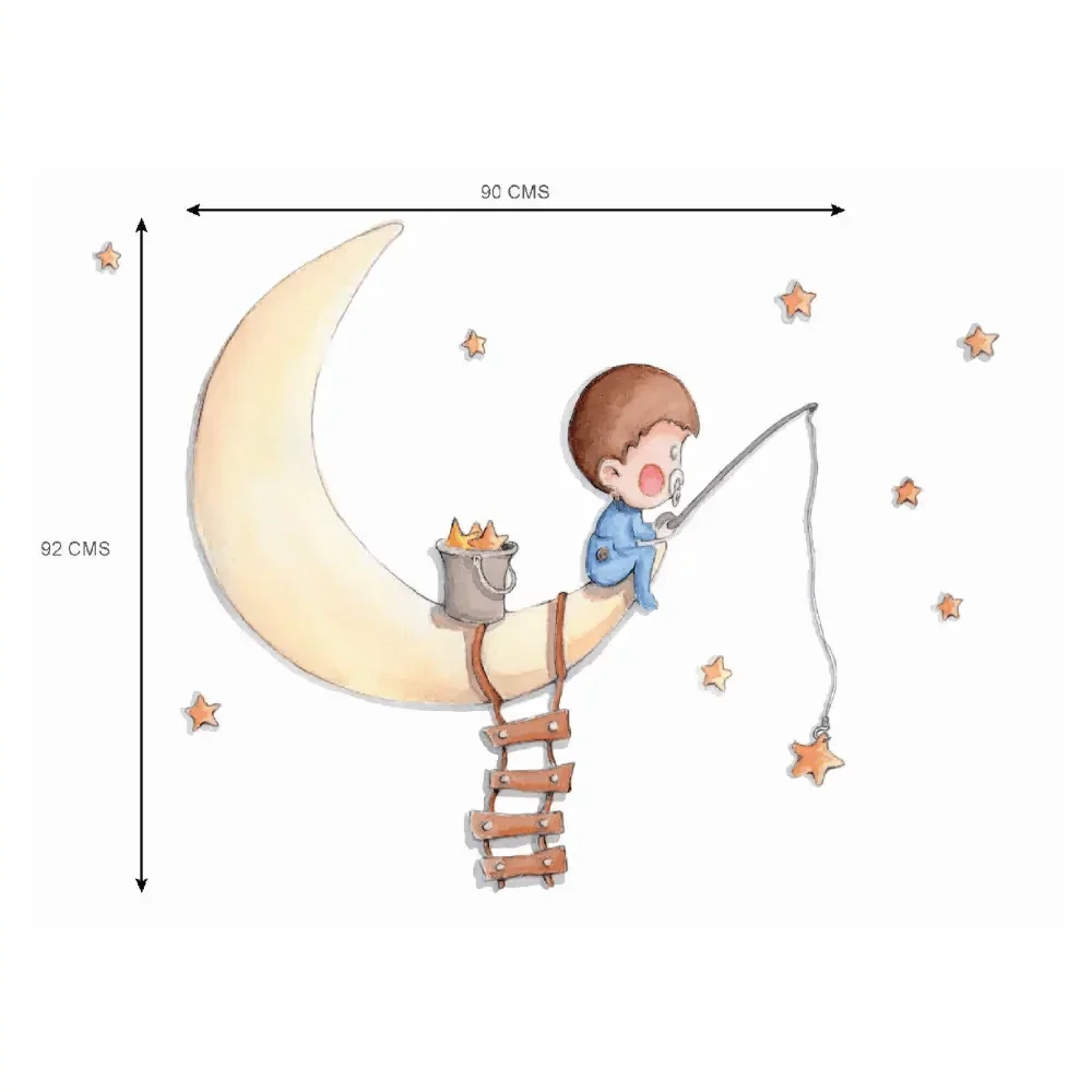 Vinilo Decorativo Infantil PESCANDO EN LA LUNA - Sueños de Cigueña