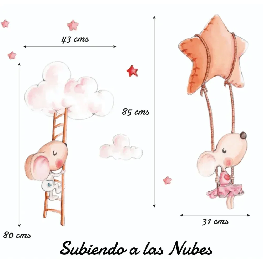 Vinilo Decorativo Infantil Subiendo a las Nubes para Decorar Habitaciones de Niños - Sueños de Cigueña