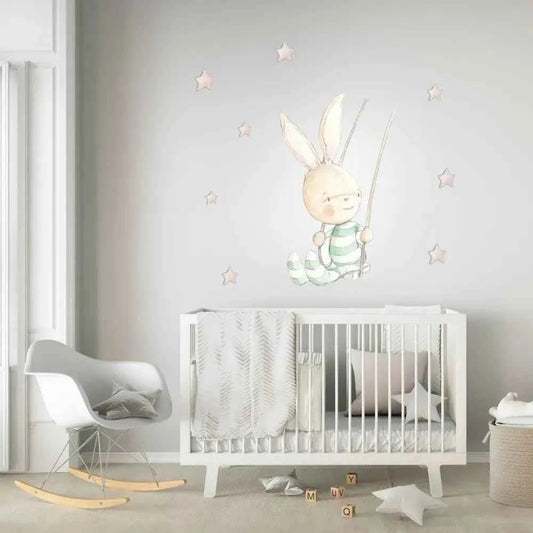 Vinilo Decorativo Infantil SWING RABBIT - Sueños de Cigueña
