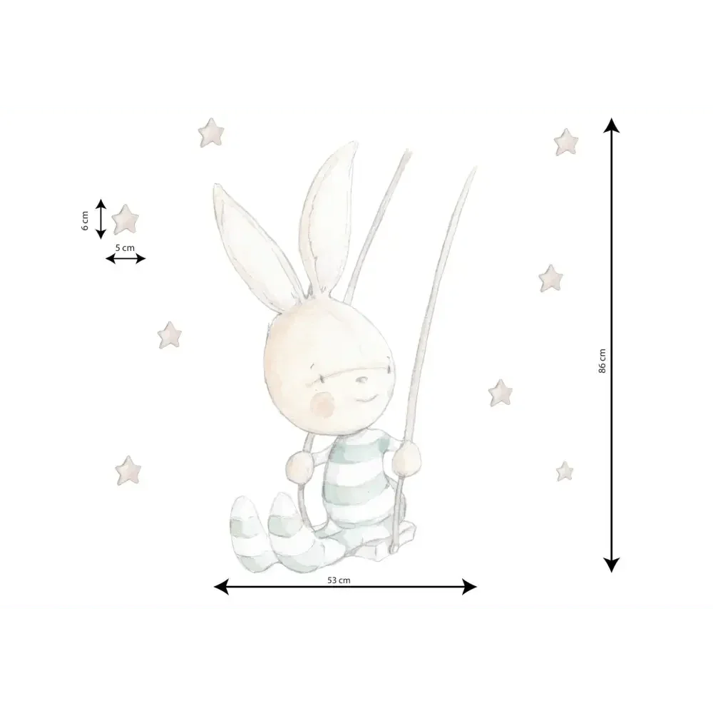 Vinilo Decorativo Infantil SWING RABBIT - Sueños de Cigueña