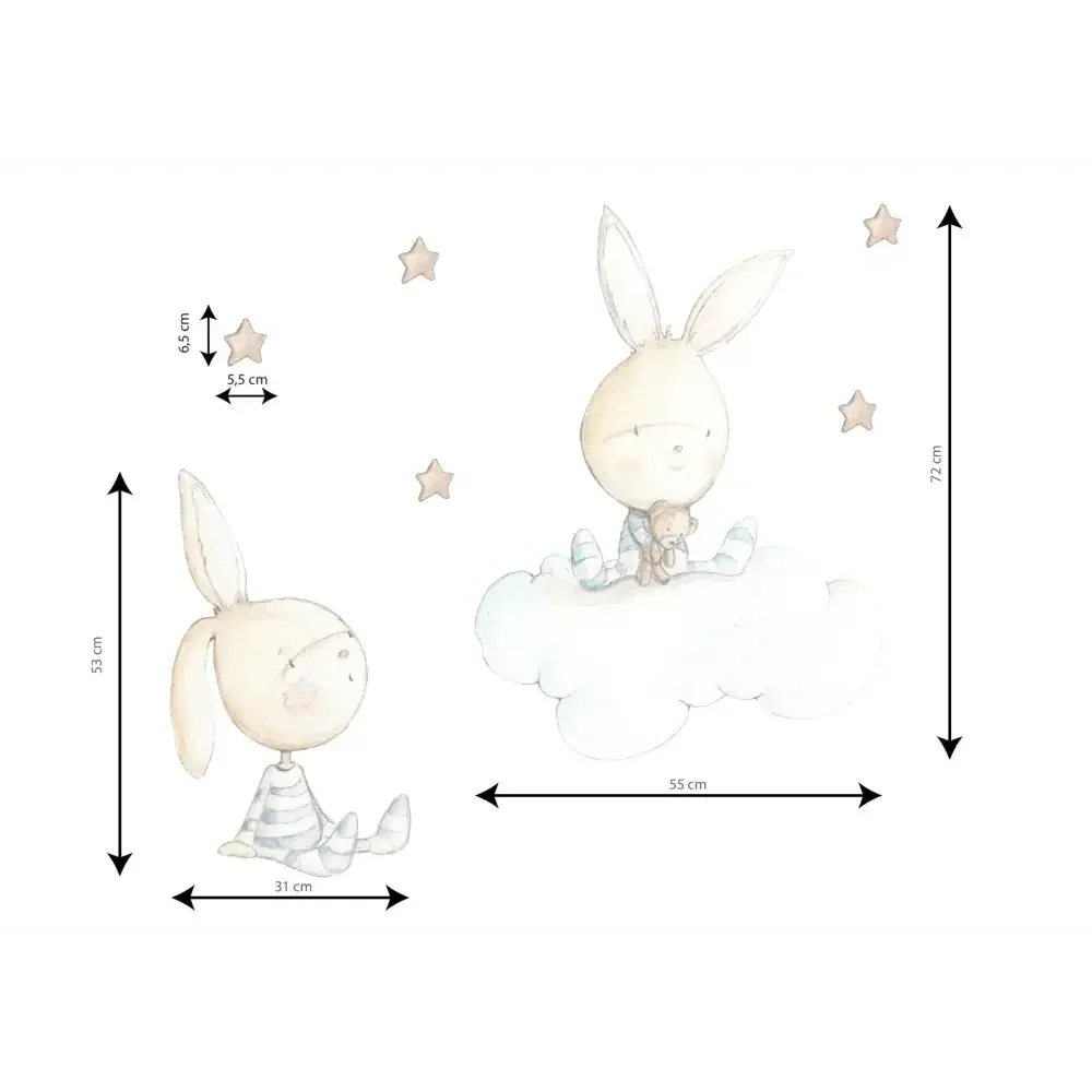 Vinilo Decorativo Infantil TWIN RABBIT - Sueños de Cigueña