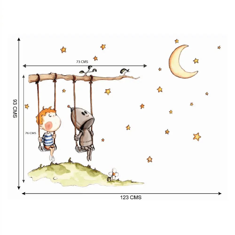 Vinilo Decorativo Infantil UN COLUMPIO, UN MUNDO - Sueños de Cigueña