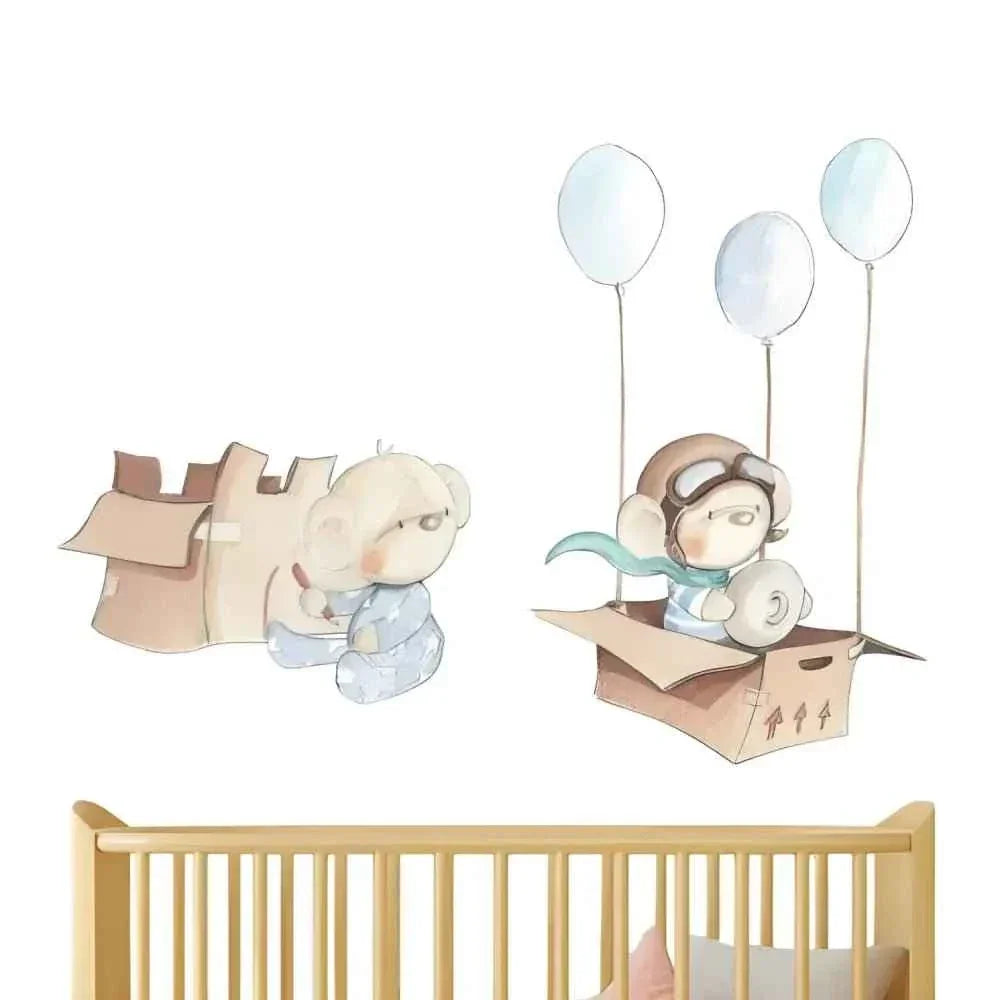 Vinilo Decorativo Infantil - una caja y globos A BOX - Sueños de Cigueña