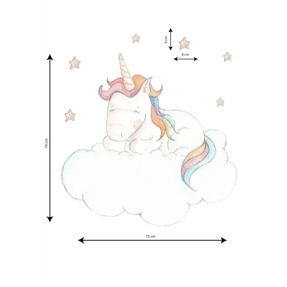 Vinilo Decorativo Infantil UNICORN SLEEPING - Sueños de Cigueña