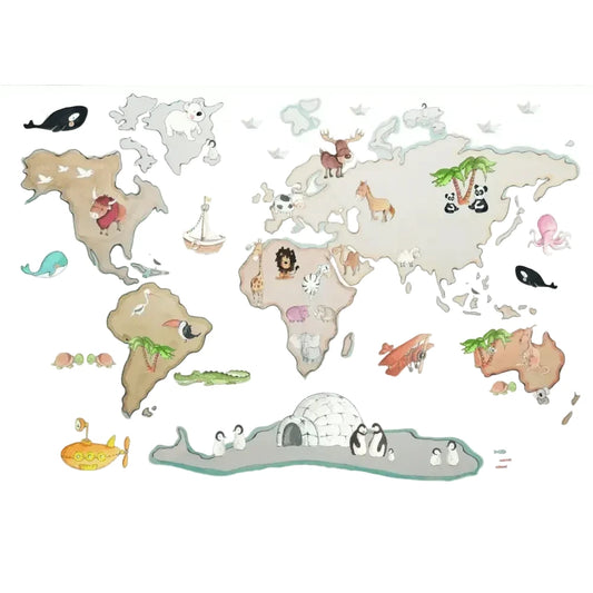 Vinilo Decorativo Infantil World Map L 180x120cm - Sueños de Cigueña