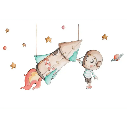 Vinilo Infantil COHETE DE PAPEL - Vinilo Infantil Cohete para Sueños de Ciguena - Sueños de Cigueña