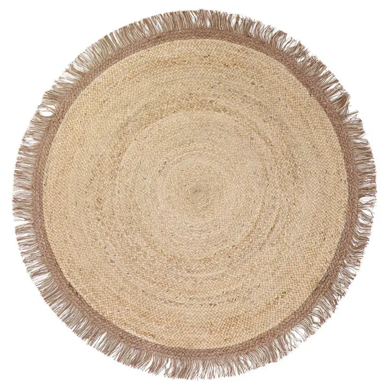 THAR tapis jute rond avec franges - Sueños de Cigueña