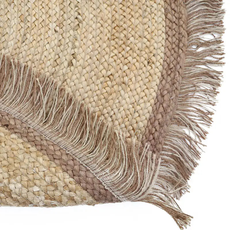 THAR tapis jute rond avec franges - Sueños de Cigueña