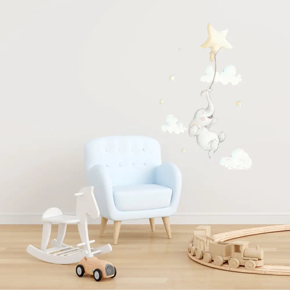 Vinilo Decorativo Infantil ELEFANTITO FELIZ - Sueños de Cigueña