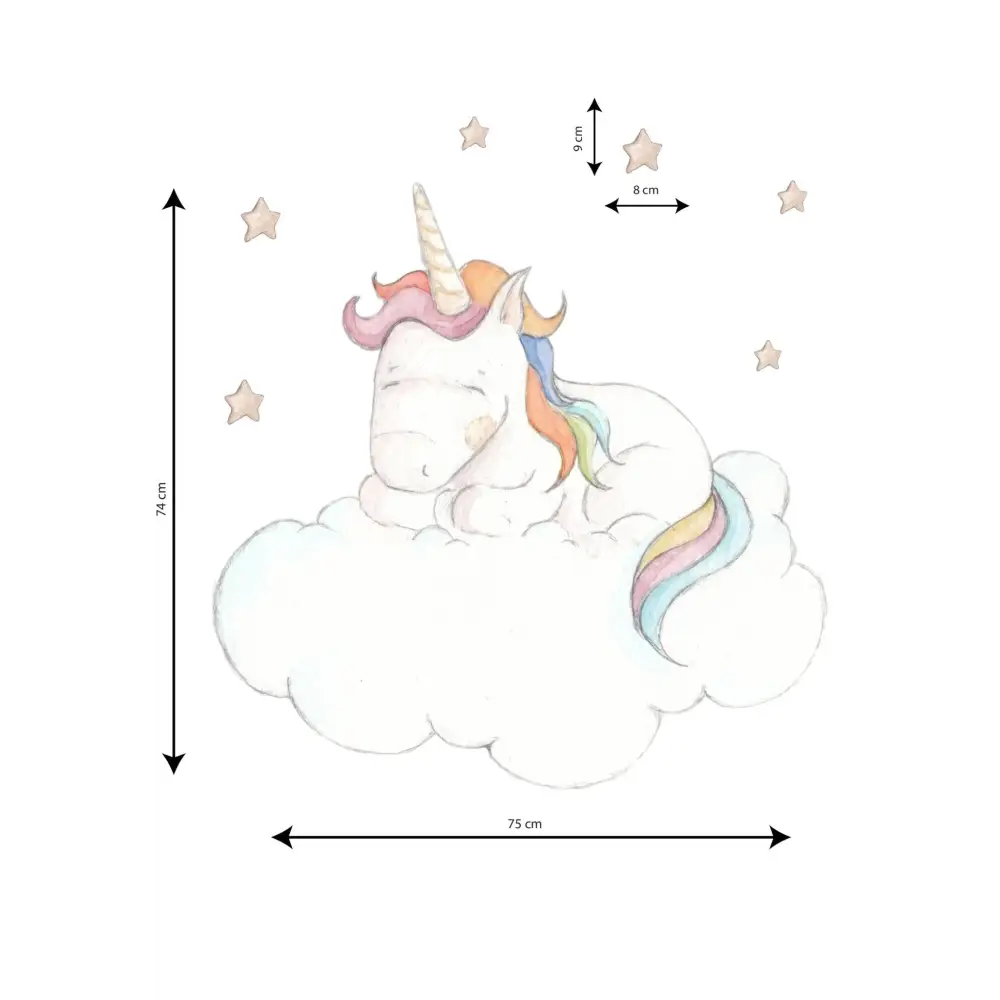 Vinilo Decorativo Infantil UNICORN SLEEPING - Sueños de Cigueña