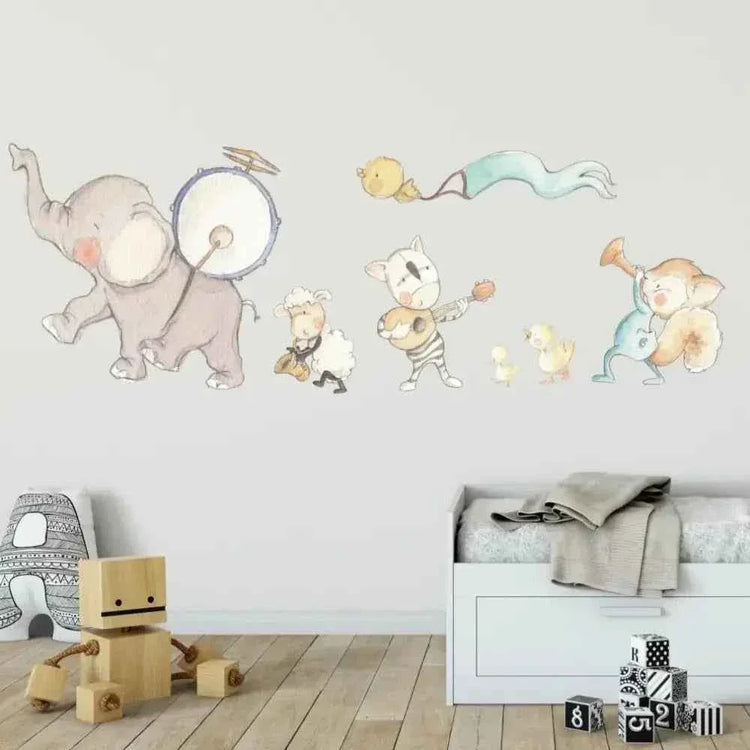 Vinilo Decorativo Infantil Banda de música - SUEÑOS DE CIGUEÑA - Sueños de Cigueña