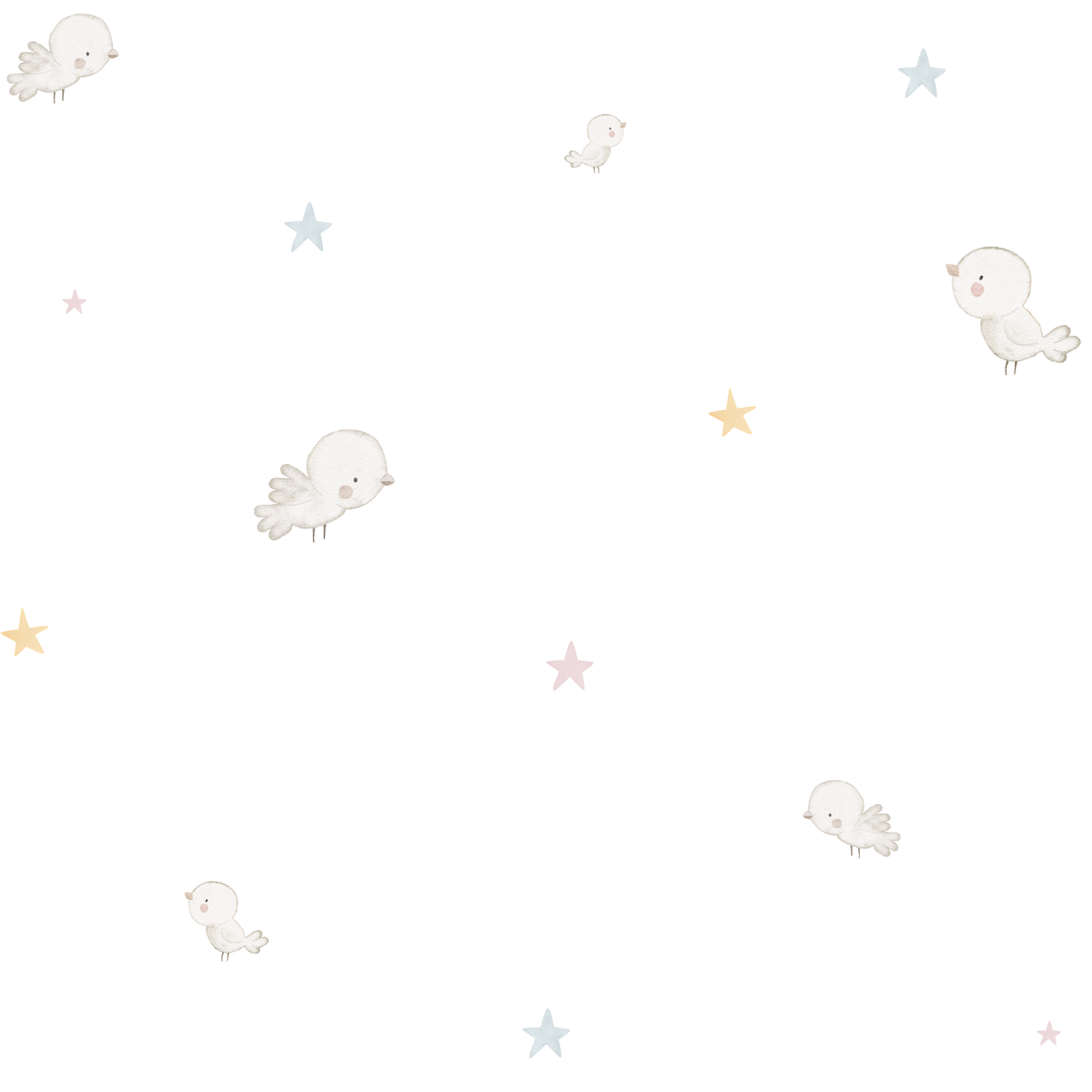 Papel pintado infantil pajaritos y estrellas