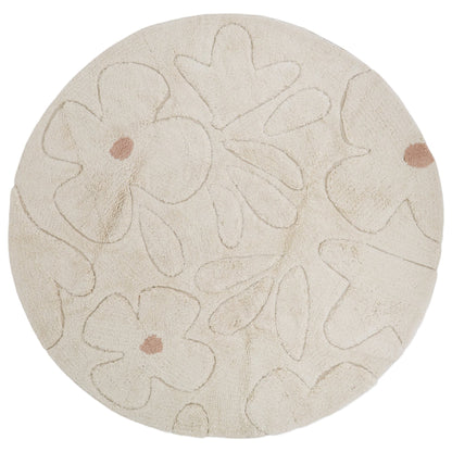Alfombra infantil lavable GENTLE FLORA Redonda 140cm - Sueños de Cigueña