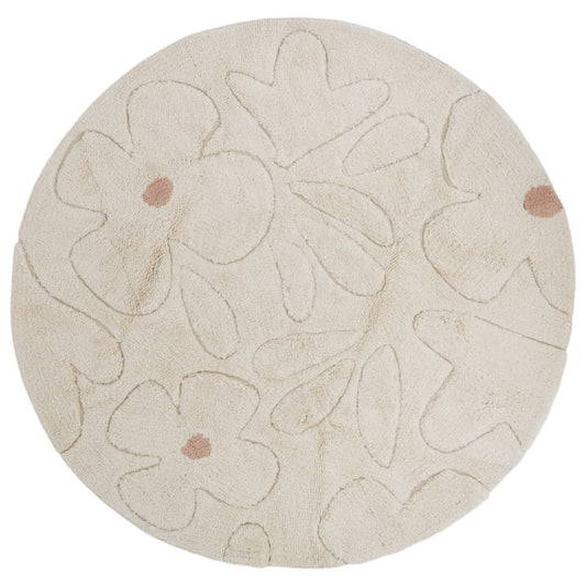 Alfombra infantil lavable GENTLE FLORA Redonda 140cm - Sueños de Cigueña