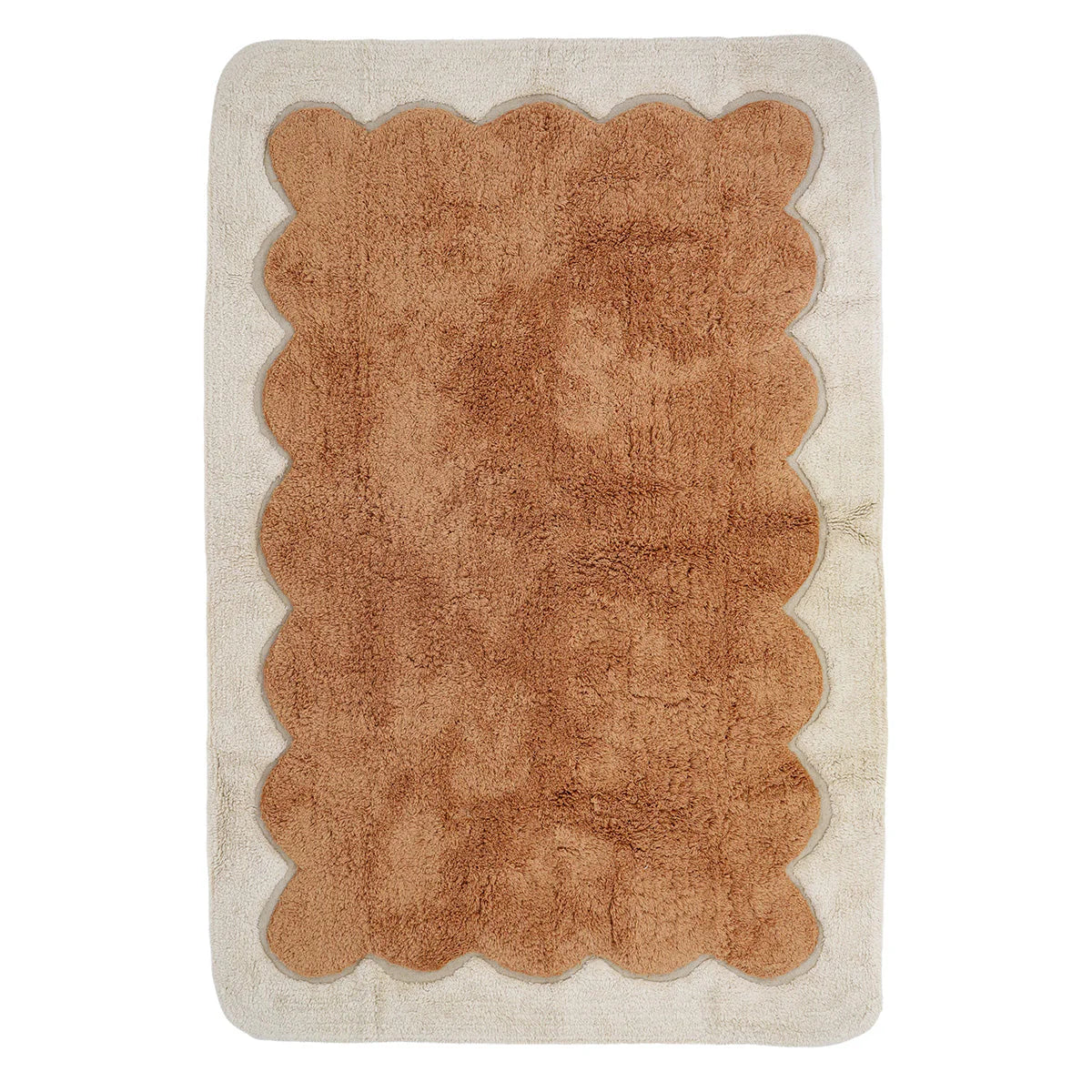 Tapis chambre enfant coton washable rond finition "pétales" GABRIELLE