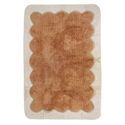 Tapis chambre enfant coton washable rond finition "pétales" GABRIELLE