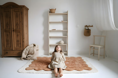 Tapis chambre enfant coton washable rond finition "pétales" GABRIELLE