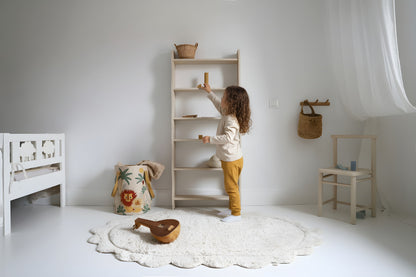Tapis chambre enfant coton washable rond finition "pétales" GABRIELLE