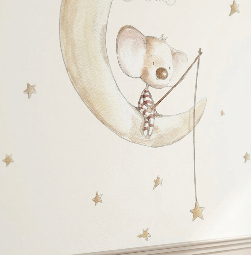 Pesca decorativa de vinil infantil na lua