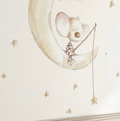 Pesca decorativa de vinil infantil na lua