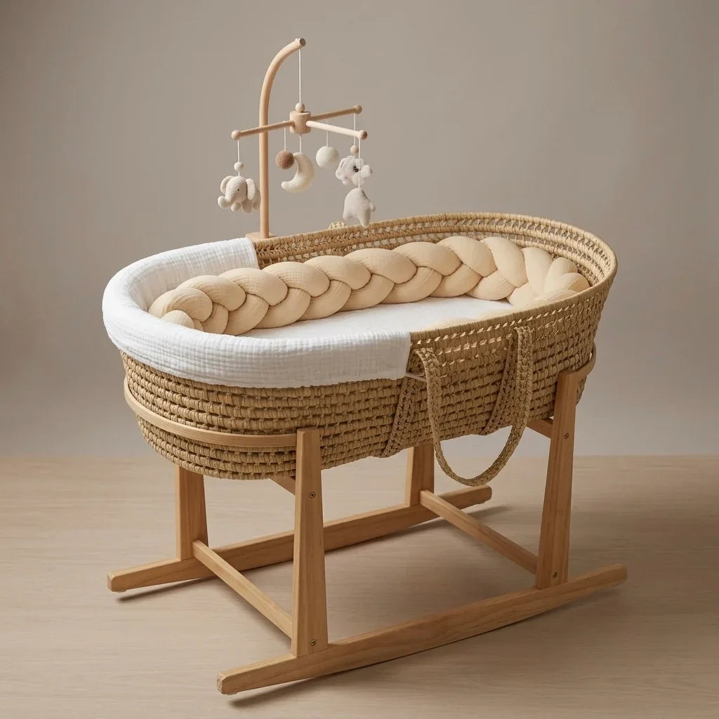 Trenza Protectora de Cuna y Cama en Algodón Muselina Beige | Chichonera Artesanal