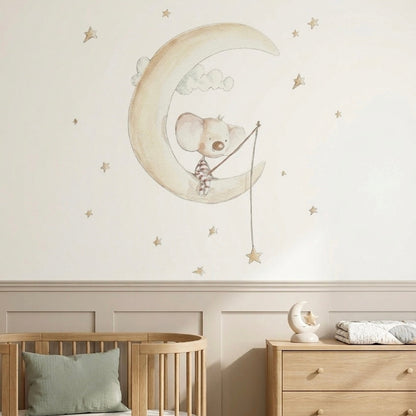 Pesca decorativa de vinil infantil na lua