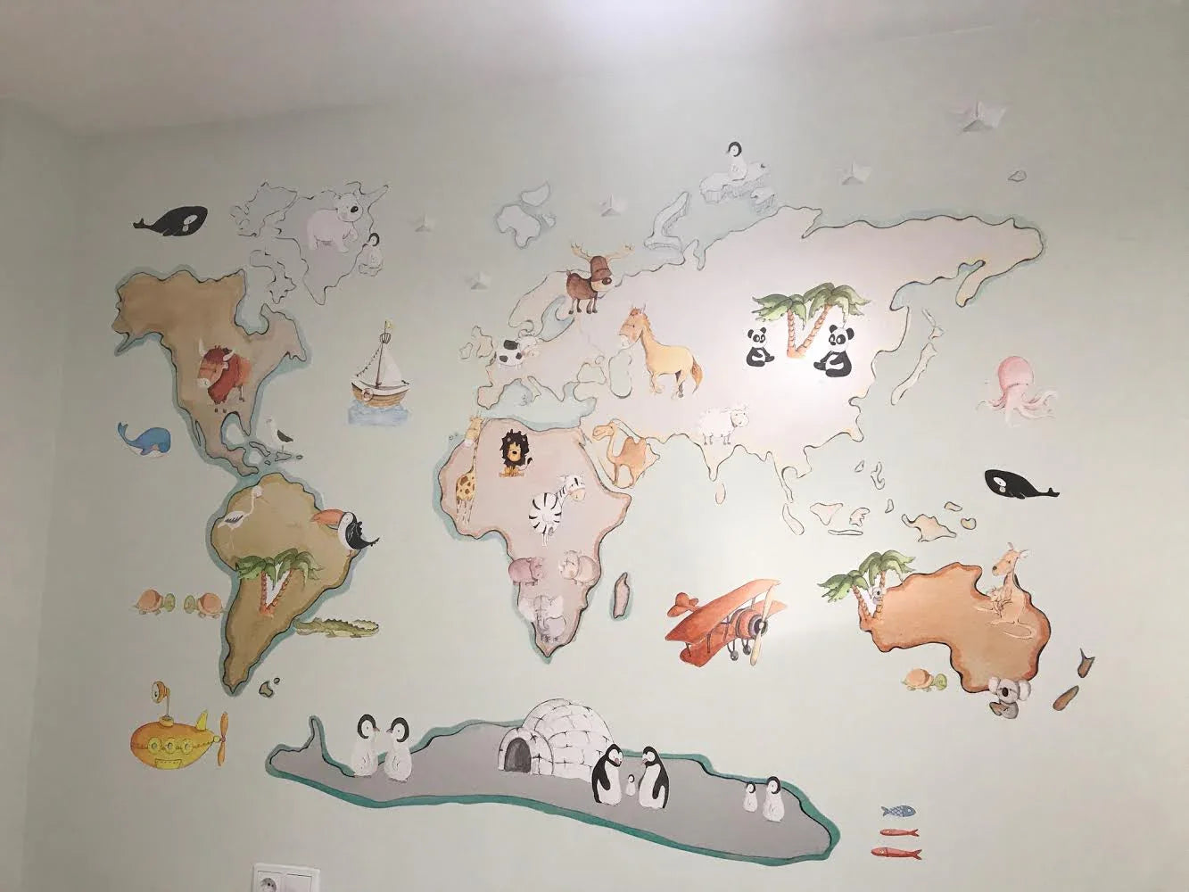 Children's Decorative Vinyl World Map L 180x120cm