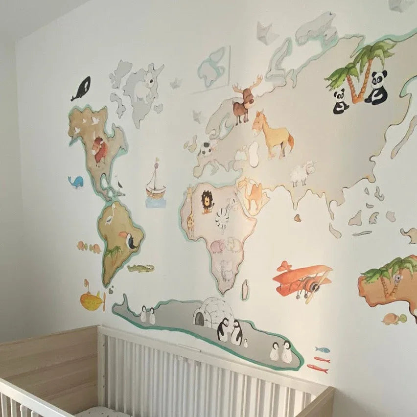 Children's Decorative Vinyl World Map L 180x120cm