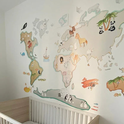Children's Decorative Vinyl World Map L 180x120cm