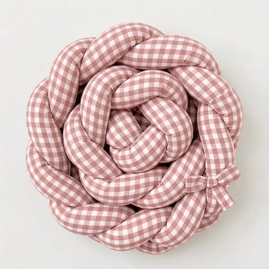 Trenza Protectora  VICHY Grande ROSA Cuna y Cama 200cm en Algodón | Sueños de Cigüeña