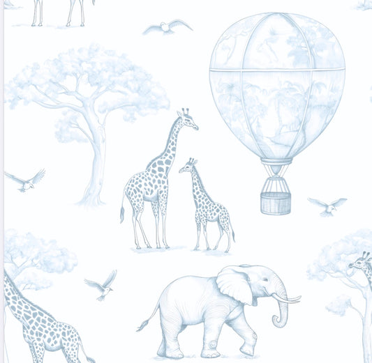PAPEL PINTADO | Jirafas & Globos Azul Empolvado