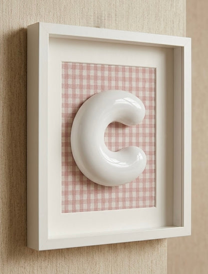 Cuadro de Madera Blanco personalizado con Letra Inicial