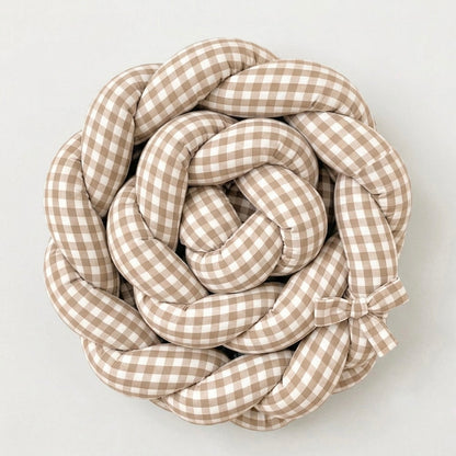 Trenza Protectora  VICHY Grande BEIGE Cuna y Cama 200cm en Algodón | Sueños de Cigüeña