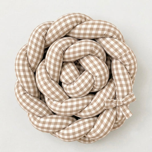 Trenza Protectora  VICHY Grande BEIGE Cuna y Cama 200cm en Algodón | Sueños de Cigüeña