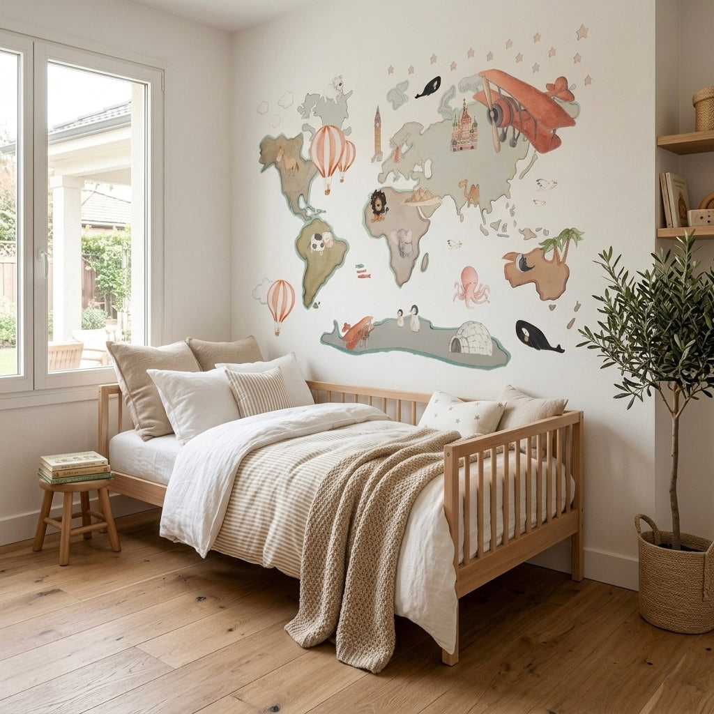 BALÕES Decorativos Infantil Vinil Mapa Mundo XL 220x180cm