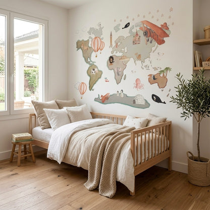 BALÕES Decorativos Infantil Vinil Mapa Mundo XL 220x180cm