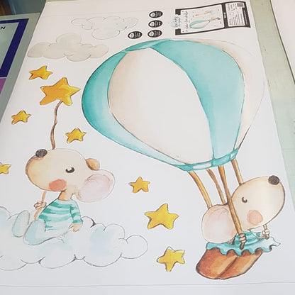 VINILO INFANTIL I GLOBO A LAS ESTRELLAS MENTA