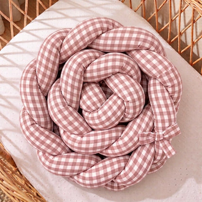 Trenza Protectora  VICHY Grande ROSA Cuna y Cama 200cm en Algodón | Sueños de Cigüeña