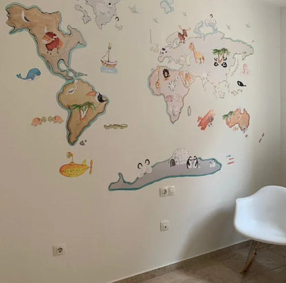 Children's Decorative Vinyl World Map L 180x120cm