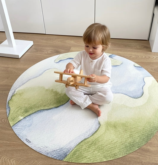 Alfombra Vinilica Planeta 95cm diametro - Sueños de Cigueña 