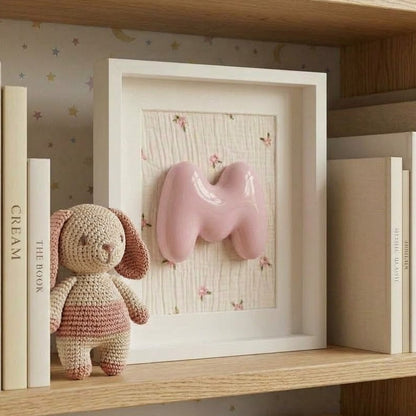 Cuadro de Madera Blanco personalizado con Letra Inicial