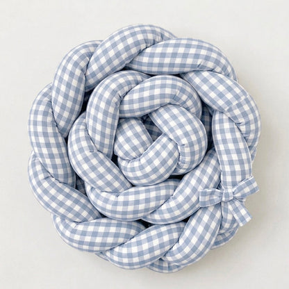 Trenza Protectora  VICHY Grande CELESTE Cuna y Cama 200cm en Algodón | Sueños de Cigüeña