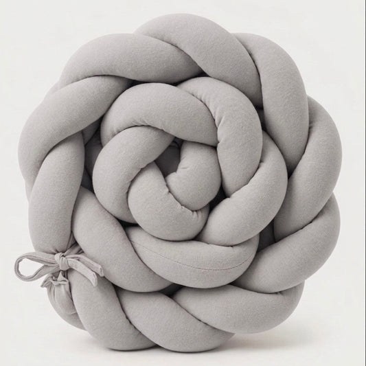 Trenza Protectora de Cuna y Cama en Algodón Gris | Chichonera Artesanal