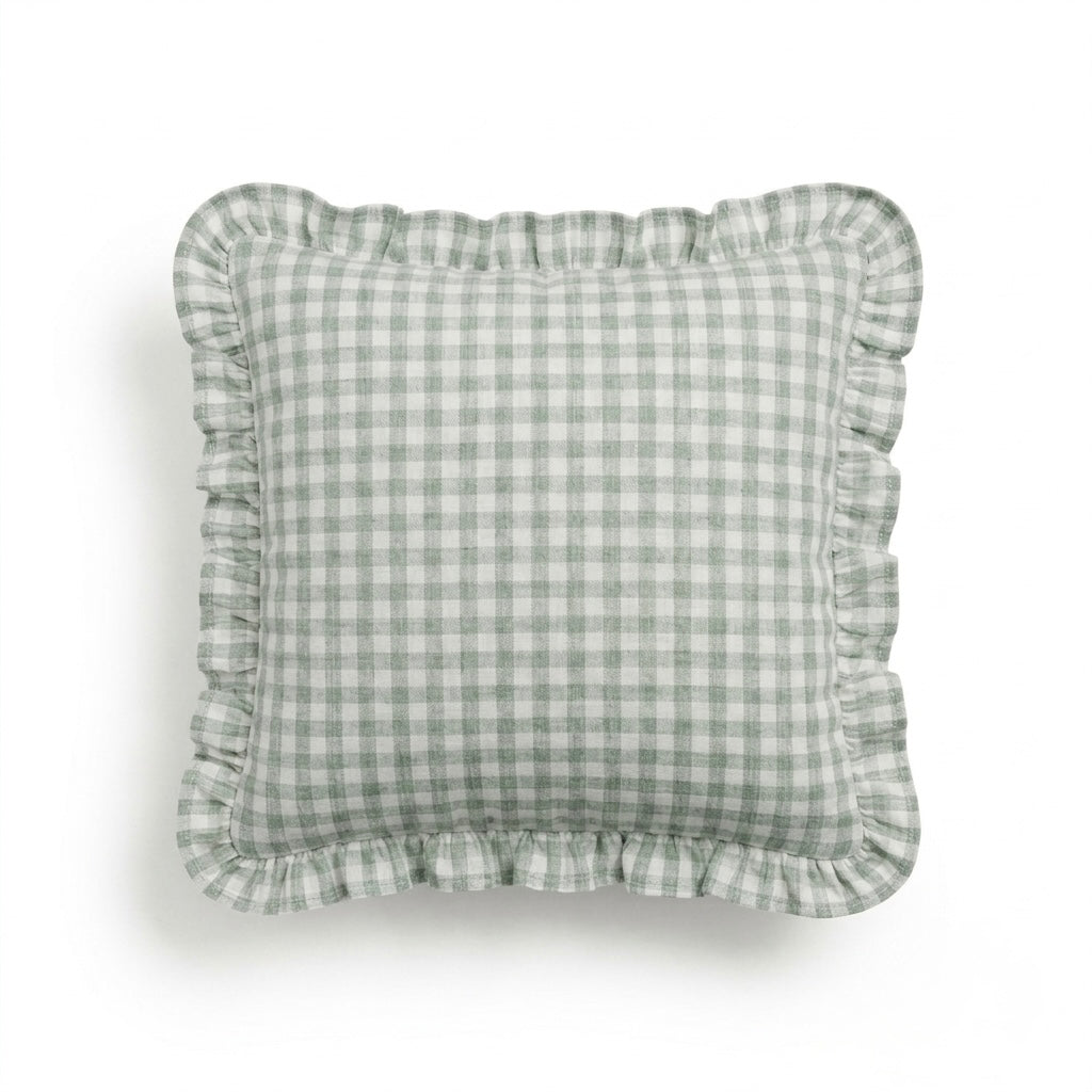 Cojín Decorativo Volantes Cuadros Vichy - Artesanal