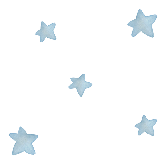 Papel pintado infantil estrellas acuarela azul empolvado